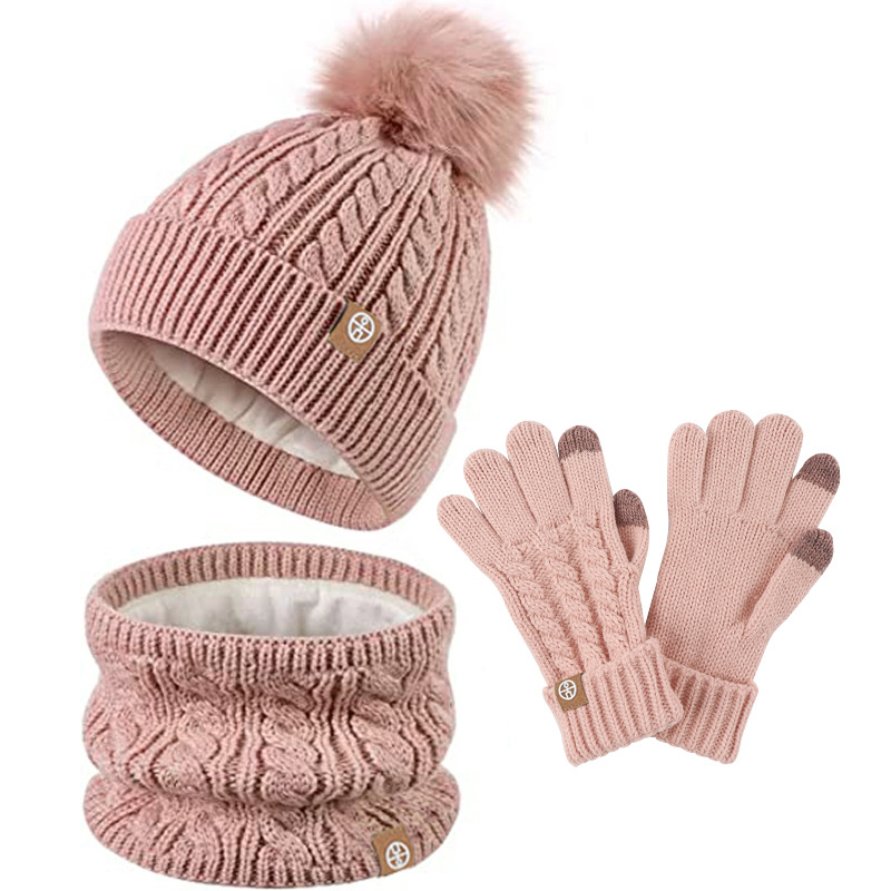Winter Warm Plush Children's Scarf Hat Gloves Suit — photo 4