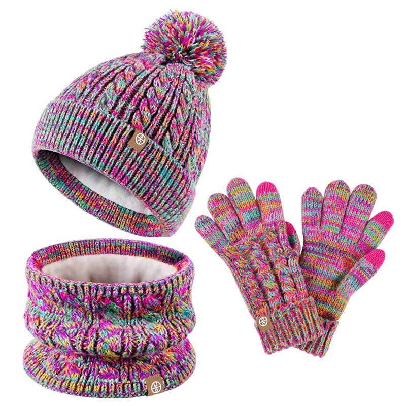 Winter Warm Plush Children's Scarf Hat Gloves Suit — photo 7