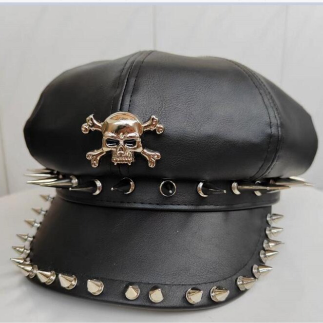 Personality Trendy Four Seasons Dome Punk Double Nail Hat — photo 3