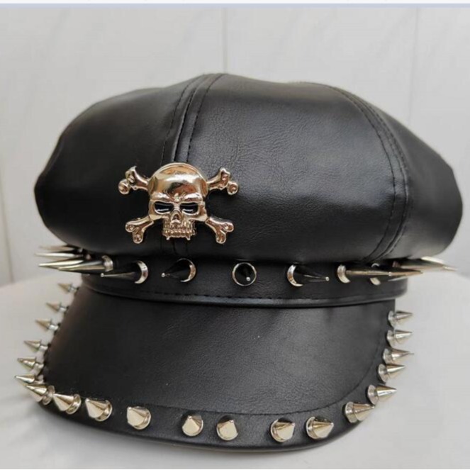 Personality Trendy Four Seasons Dome Punk Double Nail Hat — photo 5
