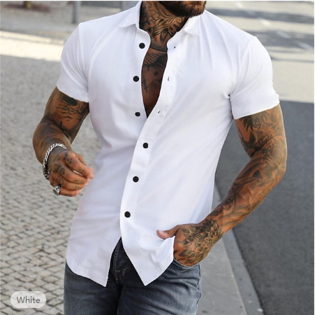 Simple Summer Men's Casual Solid Color Shirt — photo 3