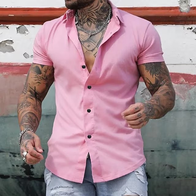 Simple Summer Men's Casual Solid Color Shirt — photo 6