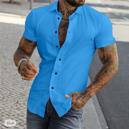 Simple Summer Men's Casual Solid Color Shirt — photo 7