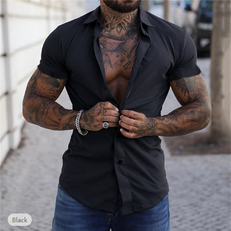 Simple Summer Men's Casual Solid Color Shirt — photo 8