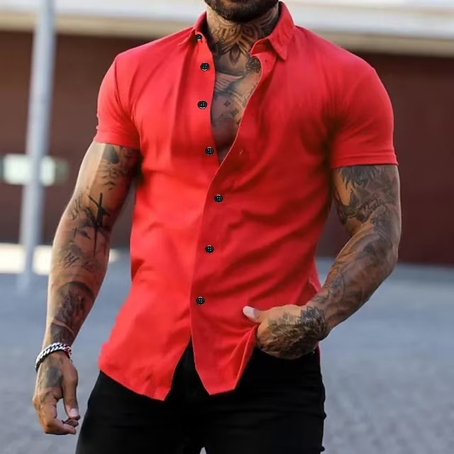 Simple Summer Men's Casual Solid Color Shirt — photo 9