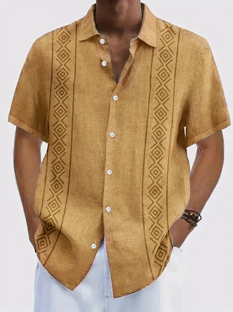 Simple Striped Element 3D Printing Stylish Cardigan Shirt — photo 5