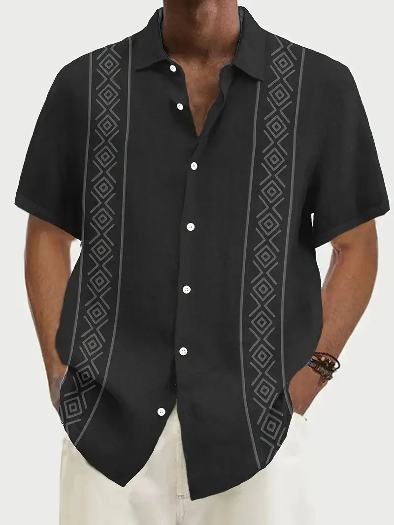 Simple Striped Element 3D Printing Stylish Cardigan Shirt — photo 7