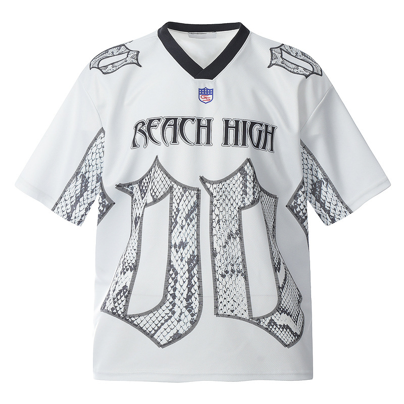 Snake Scale Design Mesh Jersey Short Sleeve T-shirt Loose — photo 3