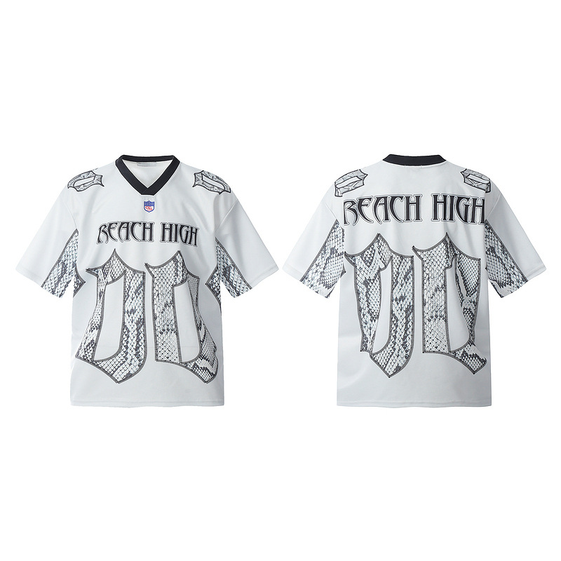 Snake Scale Design Mesh Jersey Short Sleeve T-shirt Loose — photo 5