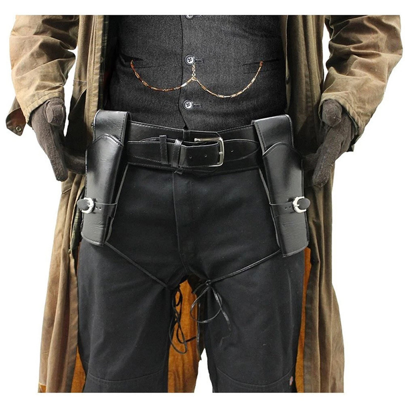 Medieval Retro Halloween Western Cowboy Waist Cinch Belt Double-gun Holster Cosplay Costume Accessory — photo 4
