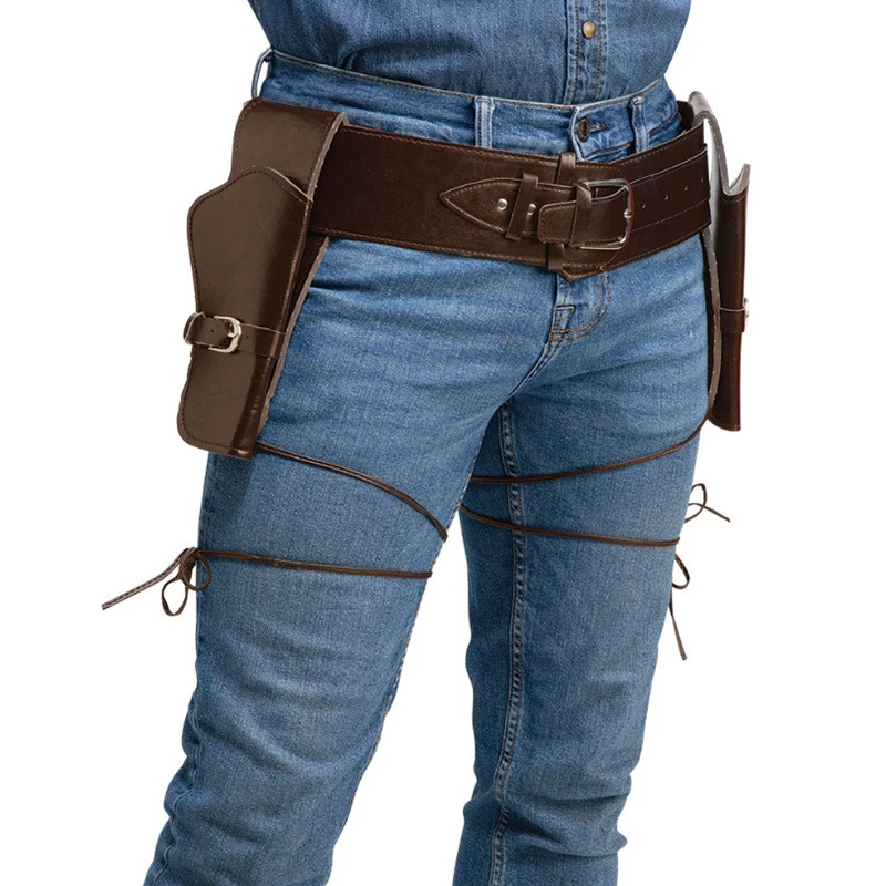 Medieval Retro Halloween Western Cowboy Waist Cinch Belt Double-gun Holster Cosplay Costume Accessory — photo 6