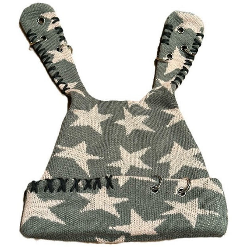 Yabifeng Metal Hoop Star Rabbit Ear Knitted Hat — photo 6