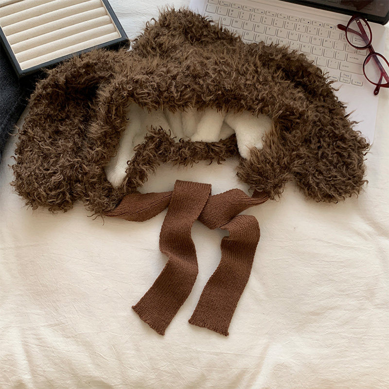 Korean-style Sweet And Cute White Plush Hat With Bunny Ears — photo 4