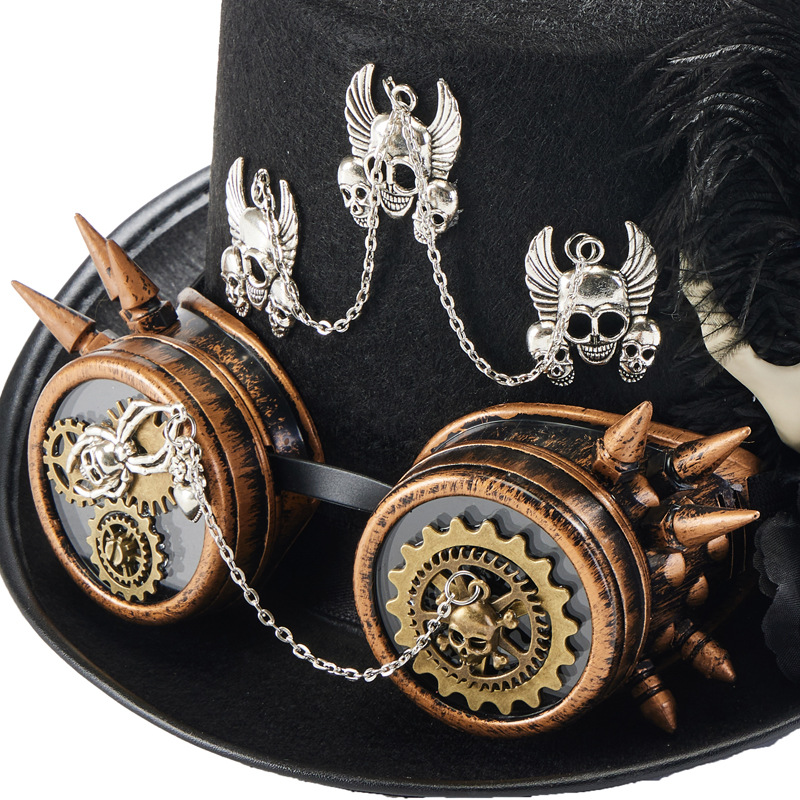 Steampunk Chain Skull Top Hat Prop — photo 2