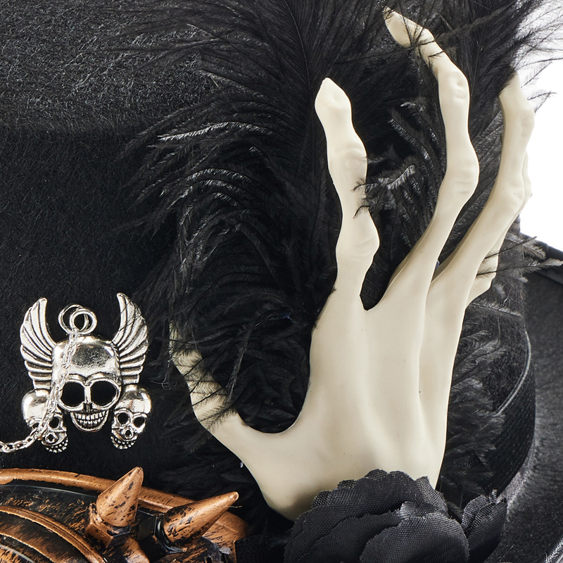 Steampunk Chain Skull Top Hat Prop — photo 3