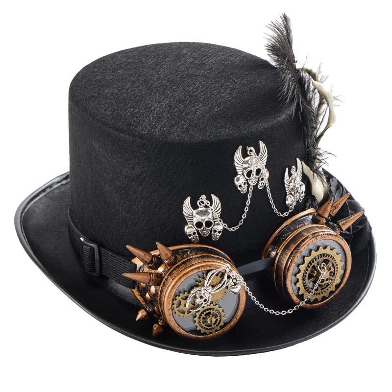 Steampunk Chain Skull Top Hat Prop — photo 4