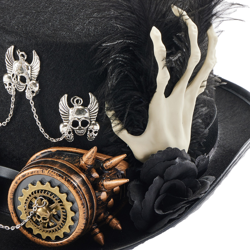 Steampunk Chain Skull Top Hat Prop — photo 5
