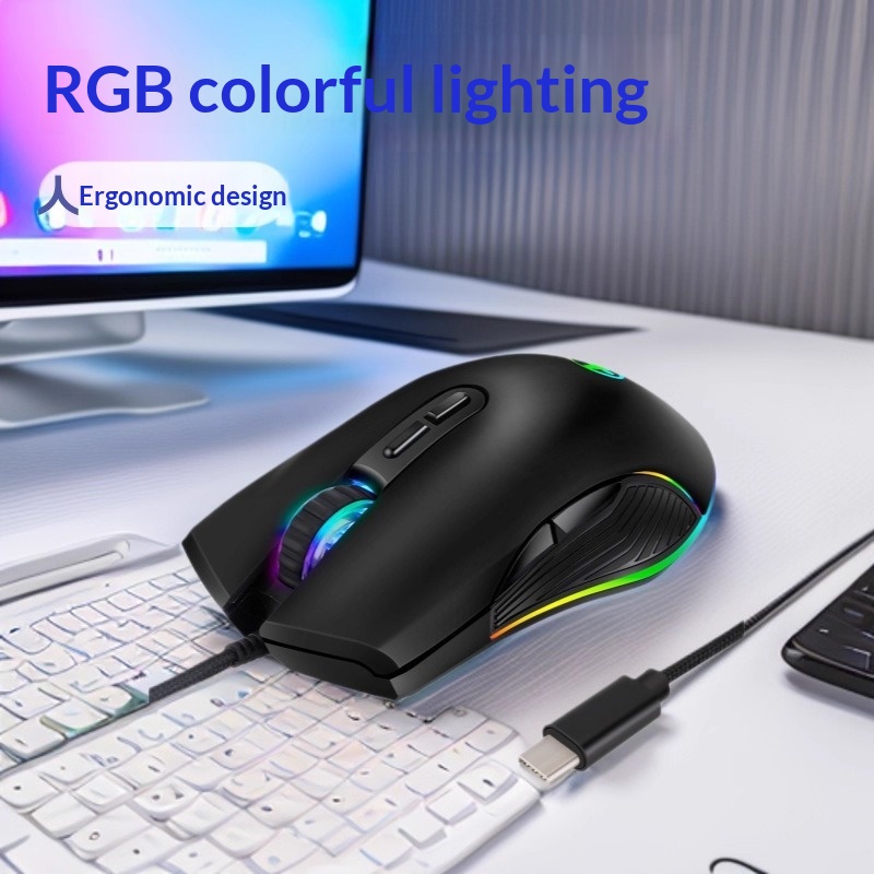 USB-C Wired Optical Mouse With RGB Colorful Lighting — photo 2