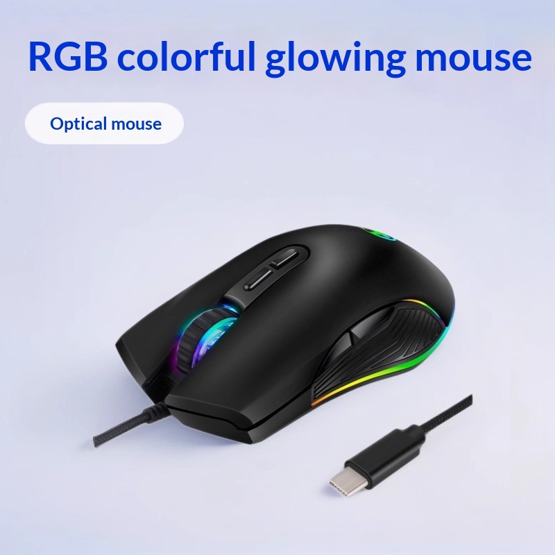 USB-C Wired Optical Mouse With RGB Colorful Lighting — photo 3