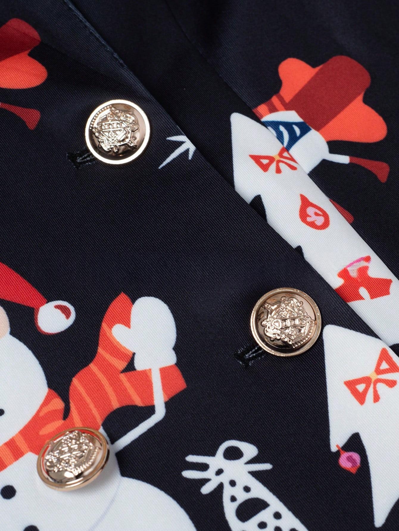 Printed Long-Sleeve Christmas Tree Double-Breasted Commuter Suit — photo 3