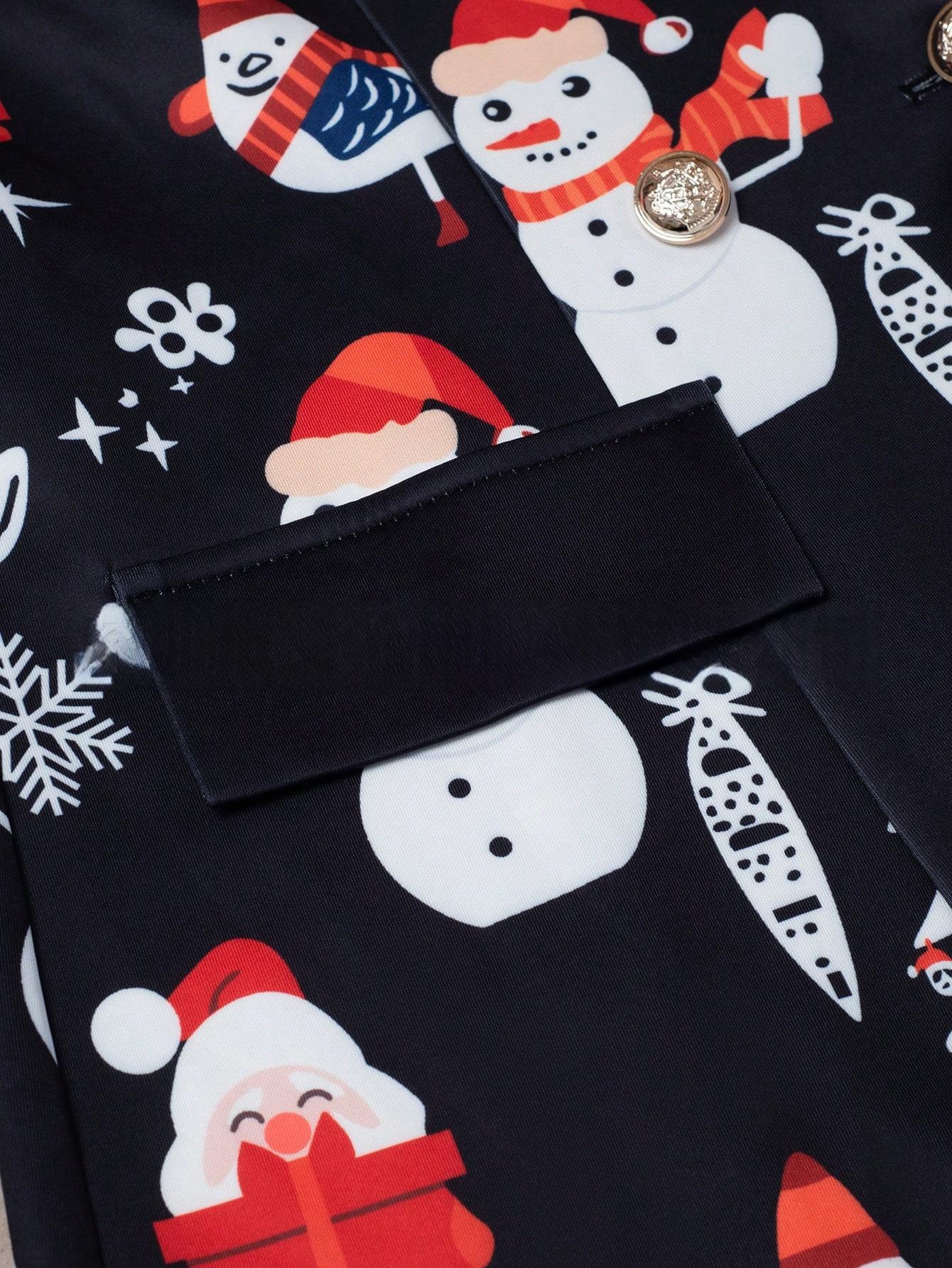 Printed Long-Sleeve Christmas Tree Double-Breasted Commuter Suit — photo 5
