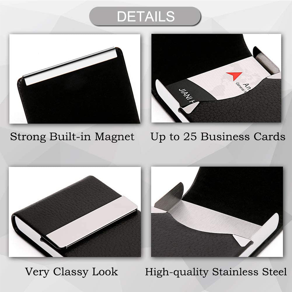PU Leather Business Card Holder - Slim Portable Credit Card Case Wallet for Office Travel — photo 2