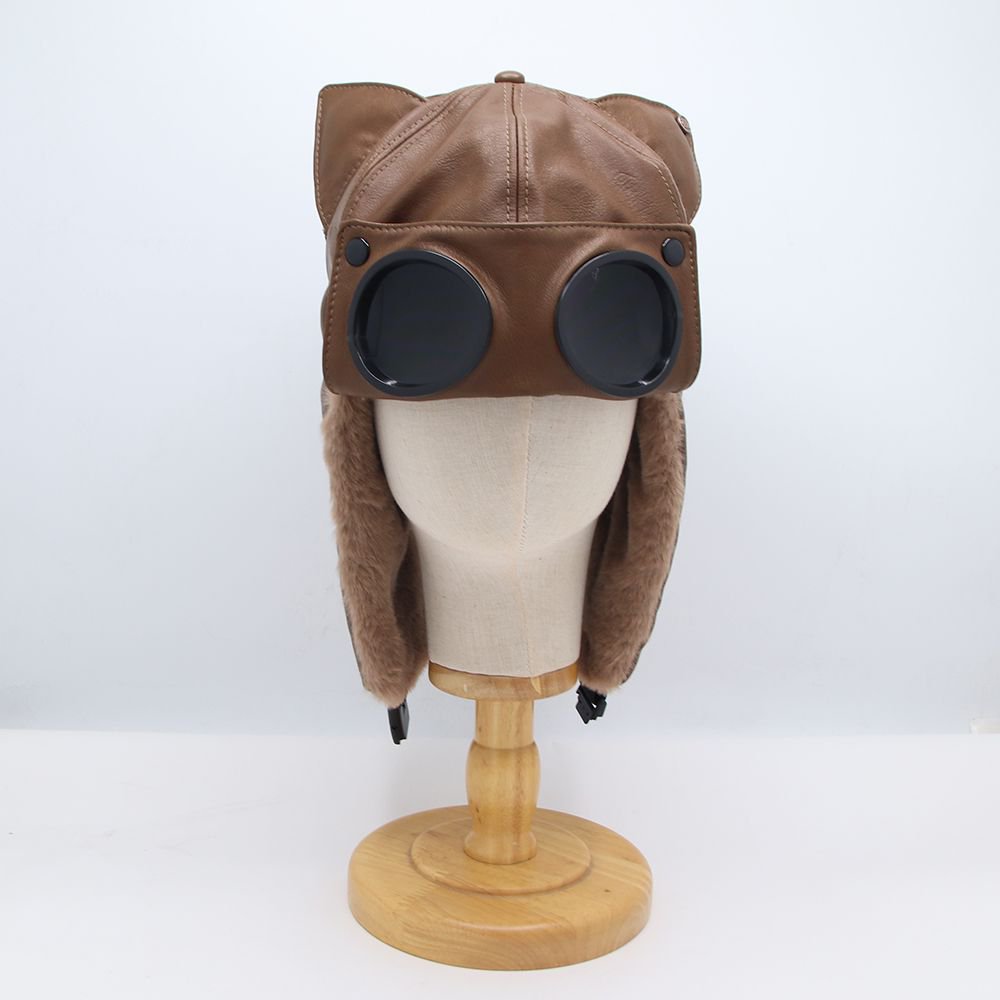 Womens Cute Cat-ear Retro Leather Lei Feng Cap — photo 4