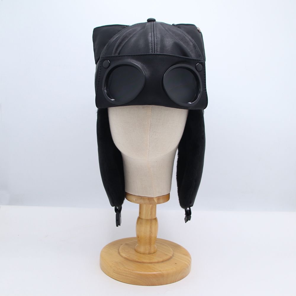 Womens Cute Cat-ear Retro Leather Lei Feng Cap — photo 8