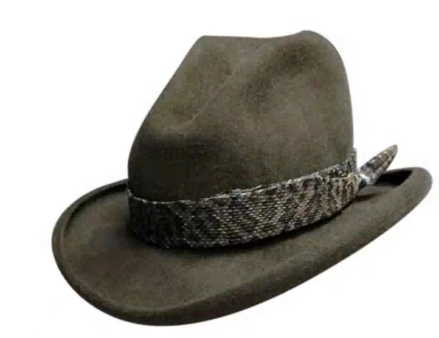 Sloped Brim Pure Wool Felt Fashionable Distressed Style Sheepskin Hat — photo 6
