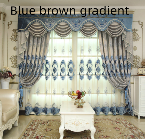 Blue Chenille Embroidered Curtains For Living Room Bedroom And Villa — photo 3