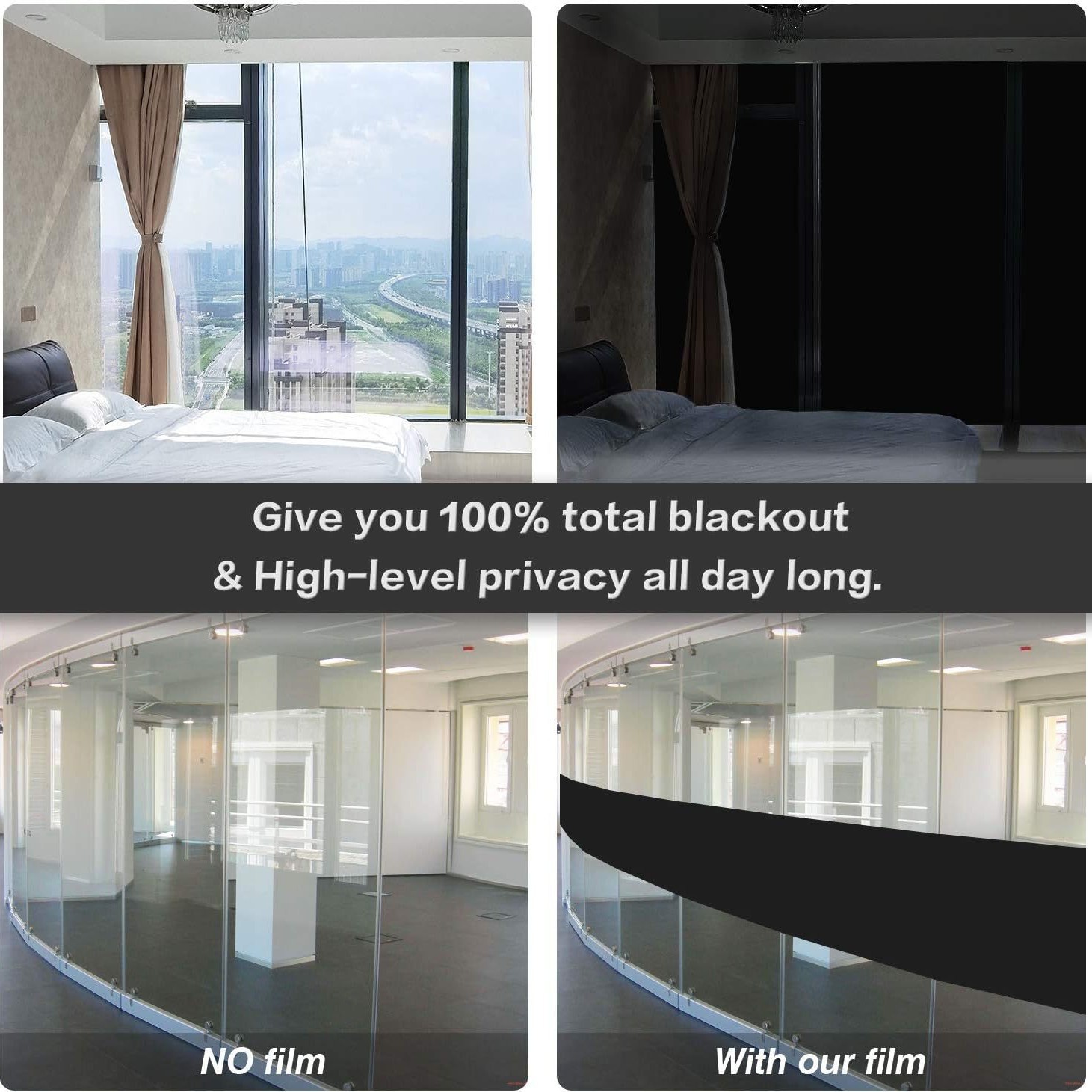 Black Blackout Heat-insulating Anti-peeking Pure Black Glass Film — photo 4