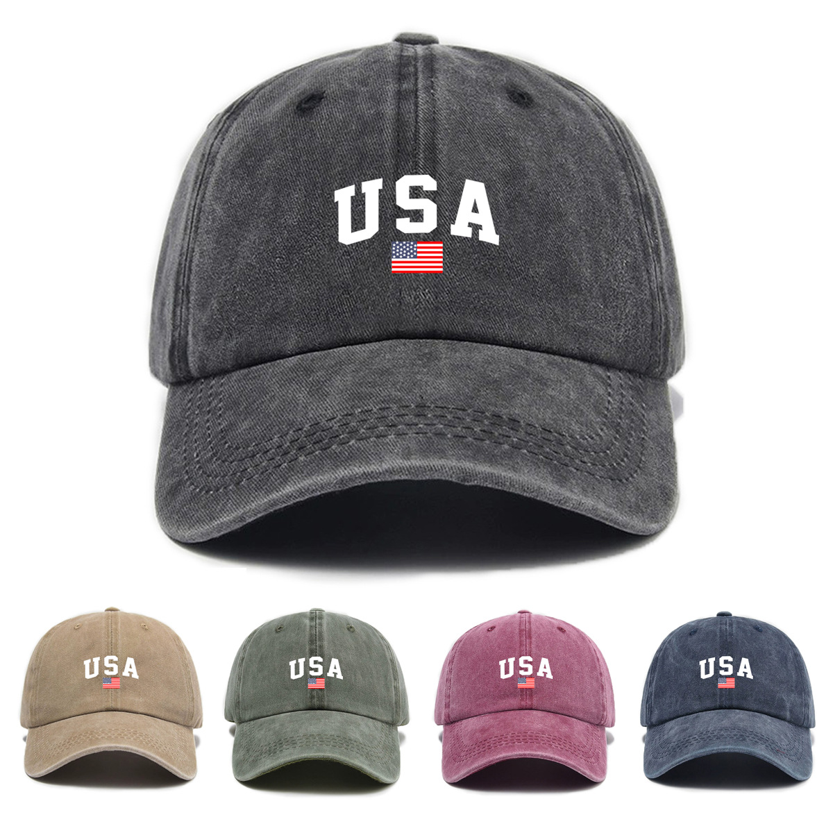 Letter-print Washed-and-distressed Soft-crown Vintage Baseball Cap — photo 8