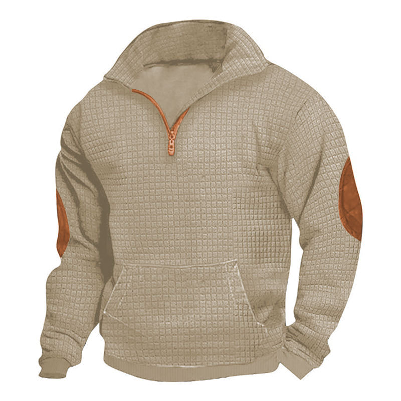 Mens Plaid Zippered Cardigan Casual Sweatshirt — photo 3