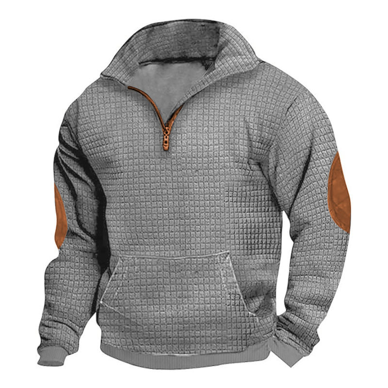 Mens Plaid Zippered Cardigan Casual Sweatshirt — photo 4