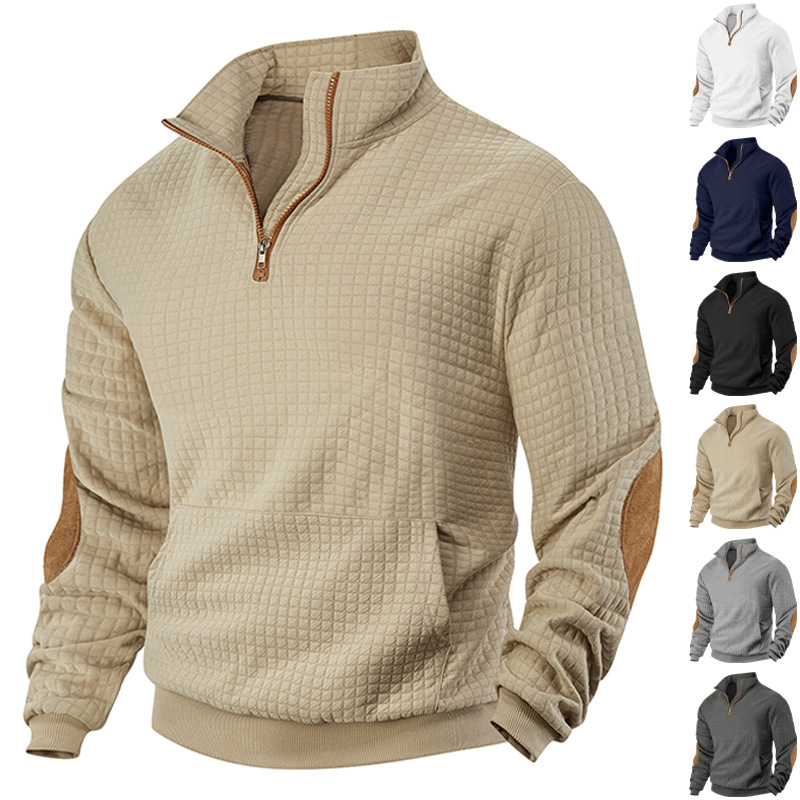 Mens Plaid Zippered Cardigan Casual Sweatshirt — photo 5
