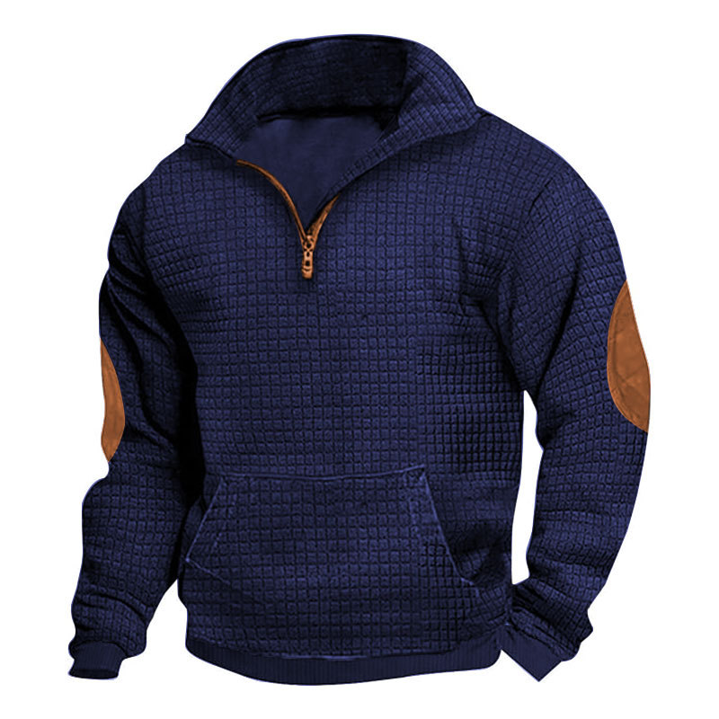 Mens Plaid Zippered Cardigan Casual Sweatshirt — photo 7