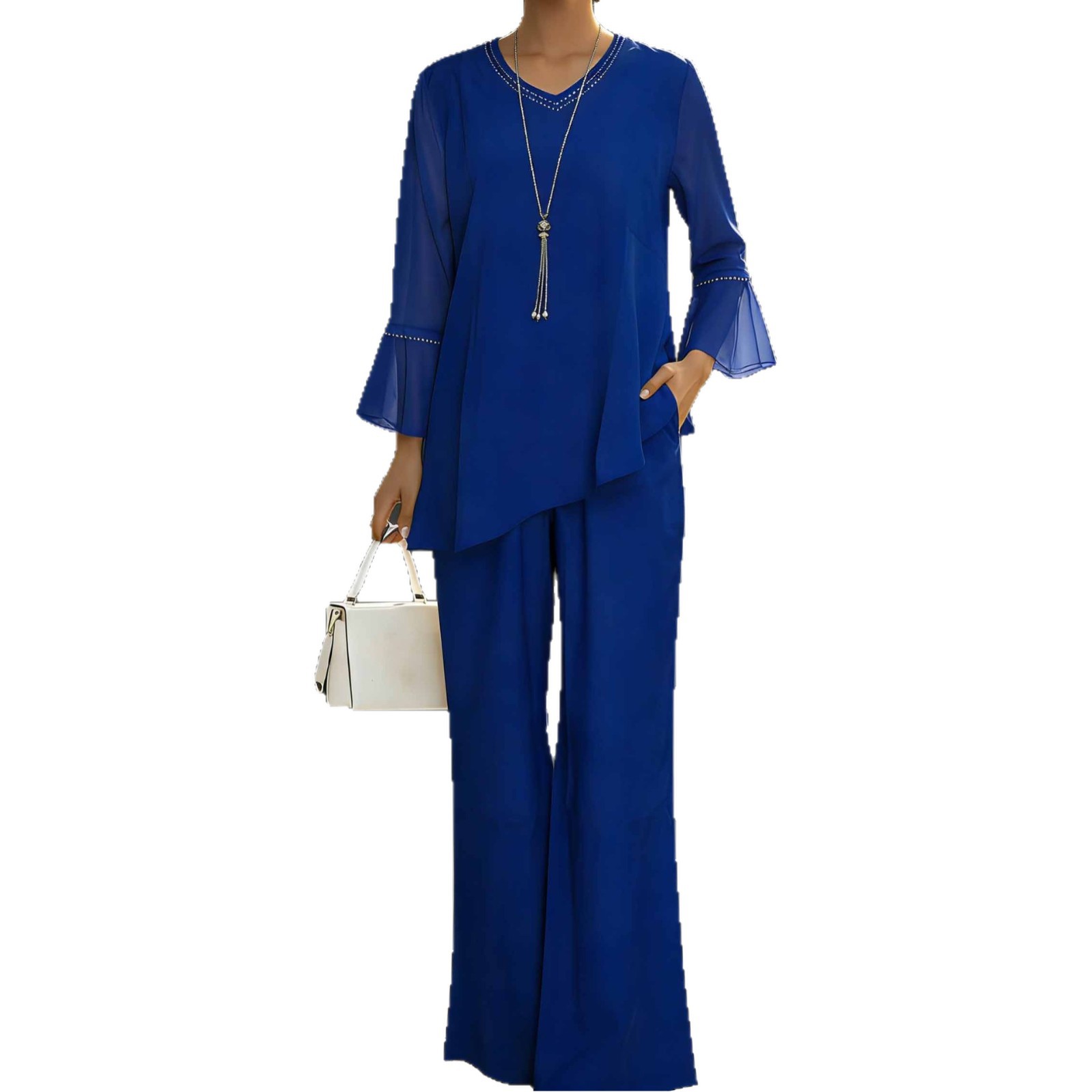 Casual Chiffon Set With Rhinestone Detailing And A Flowing Silhouette — photo 6
