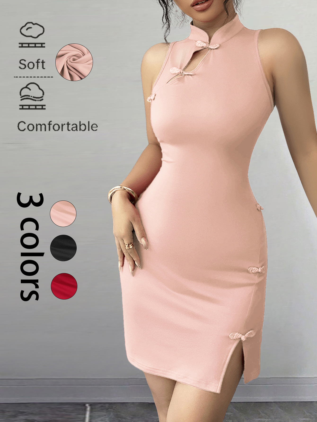 Womens Elegant Figure-flattering Modernized Cheongsam Dress — photo 6