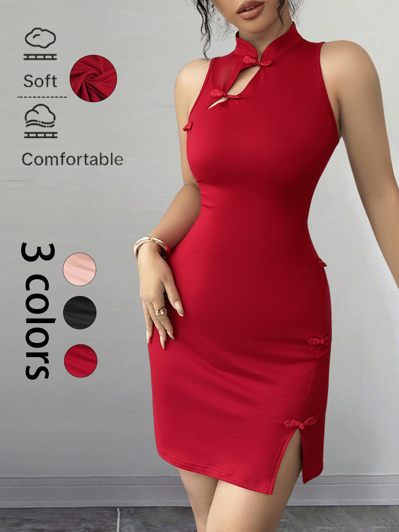 Womens Elegant Figure-flattering Modernized Cheongsam Dress — photo 7