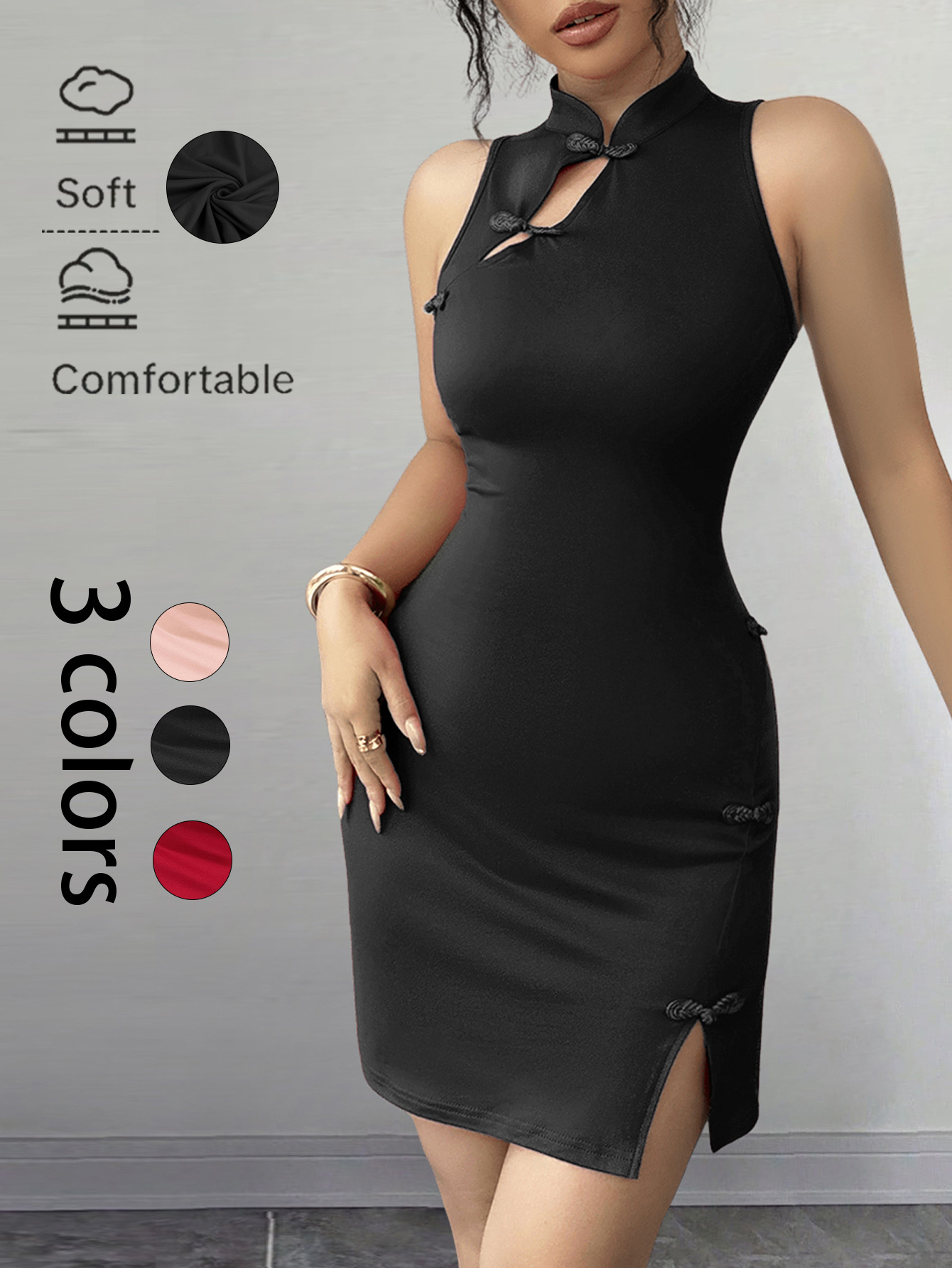 Womens Elegant Figure-flattering Modernized Cheongsam Dress — photo 8