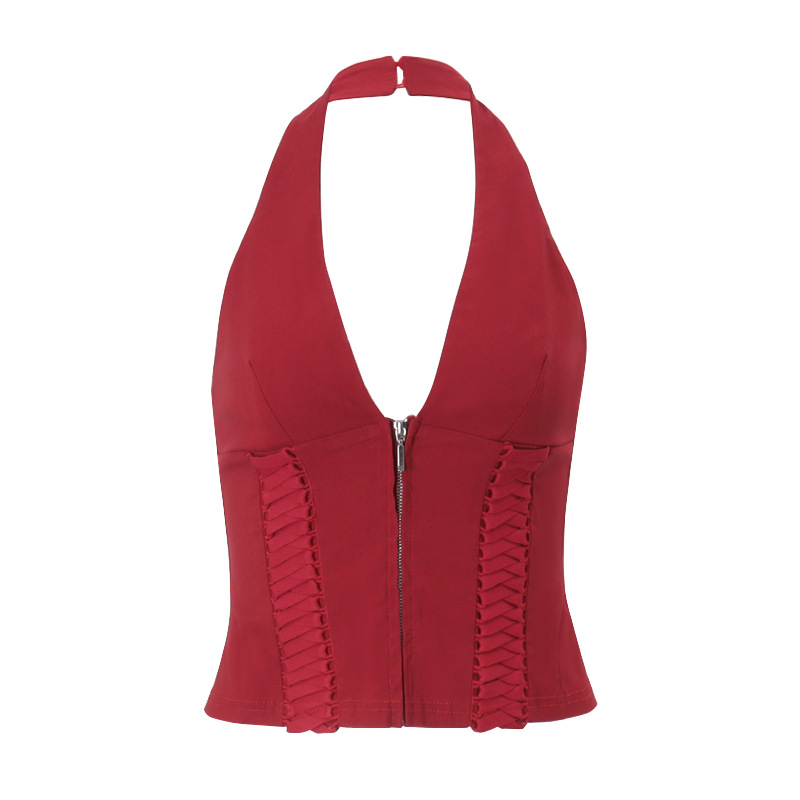 Crossover Strap Design Cropped Tank Spicy Girl Halterneck Top — photo 4