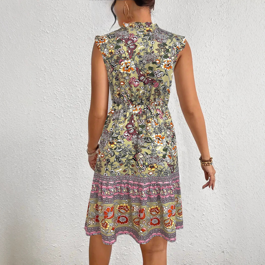 Elegant Printed Dress With Chic Flared Sleeves, Long-length Design — photo 5