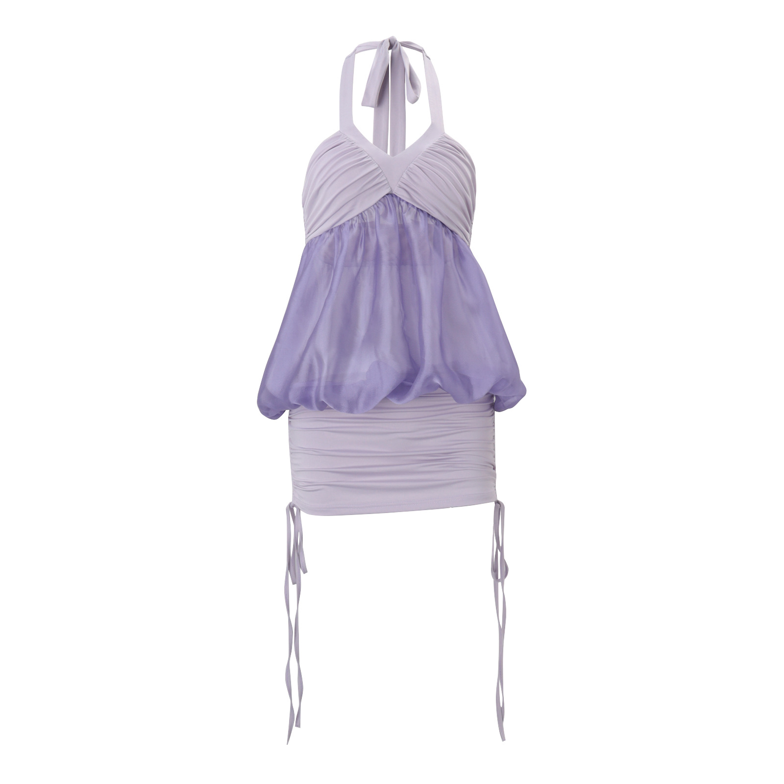 Sexy Mesh-spliced Halter Strap Short Dress For Women — photo 5