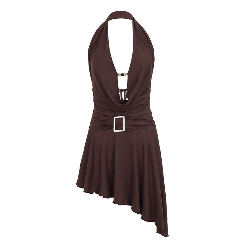 Party Sexy Off-shoulder Halter-neck Backless Asymmetrical Dress — photo 7