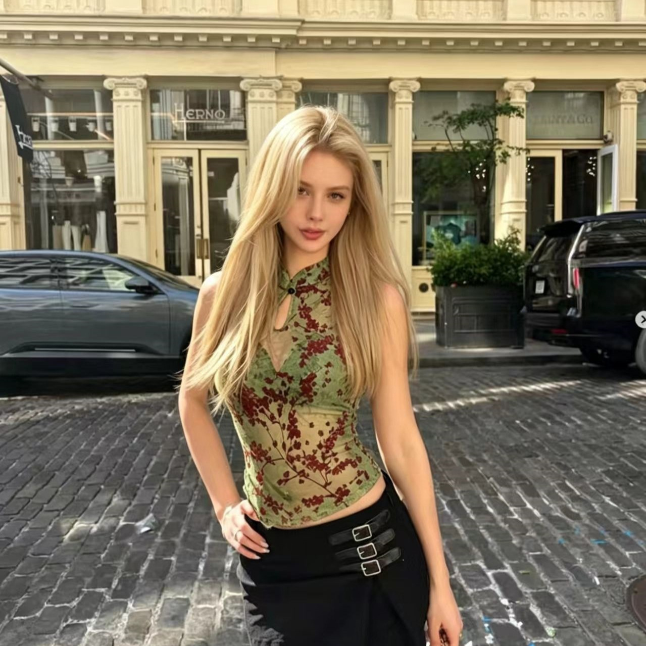 Floral Sheer Cheongsam Top — photo 5