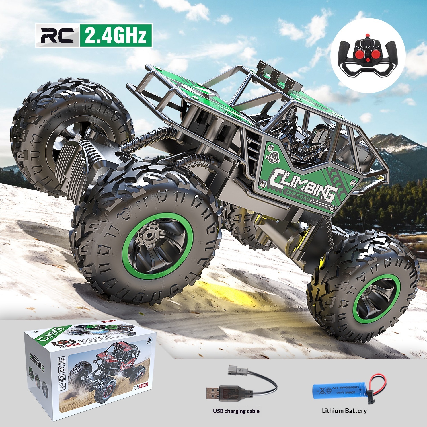 24G Alloy Remote-control Car Off-road Climbing Rechargeable With Lights And Rubber Tires — photo 7
