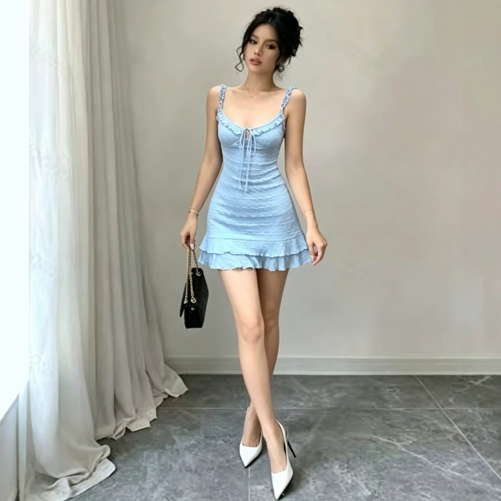 Girls' Blue Strappy Dress In Spice Girl Style — photo 3