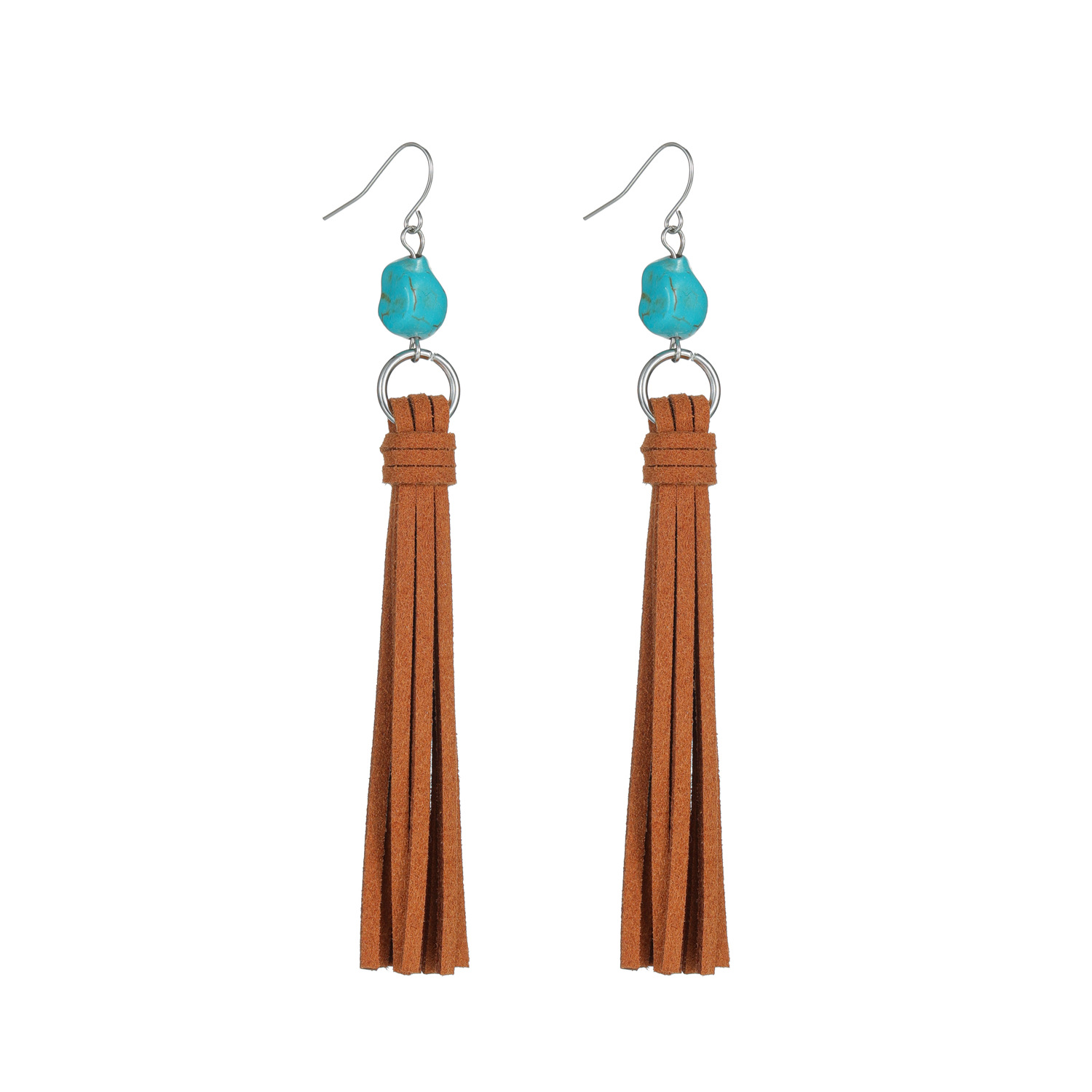 Vintage Velvet Tassel Irregular Turquoise Womens Earrings — photo 5