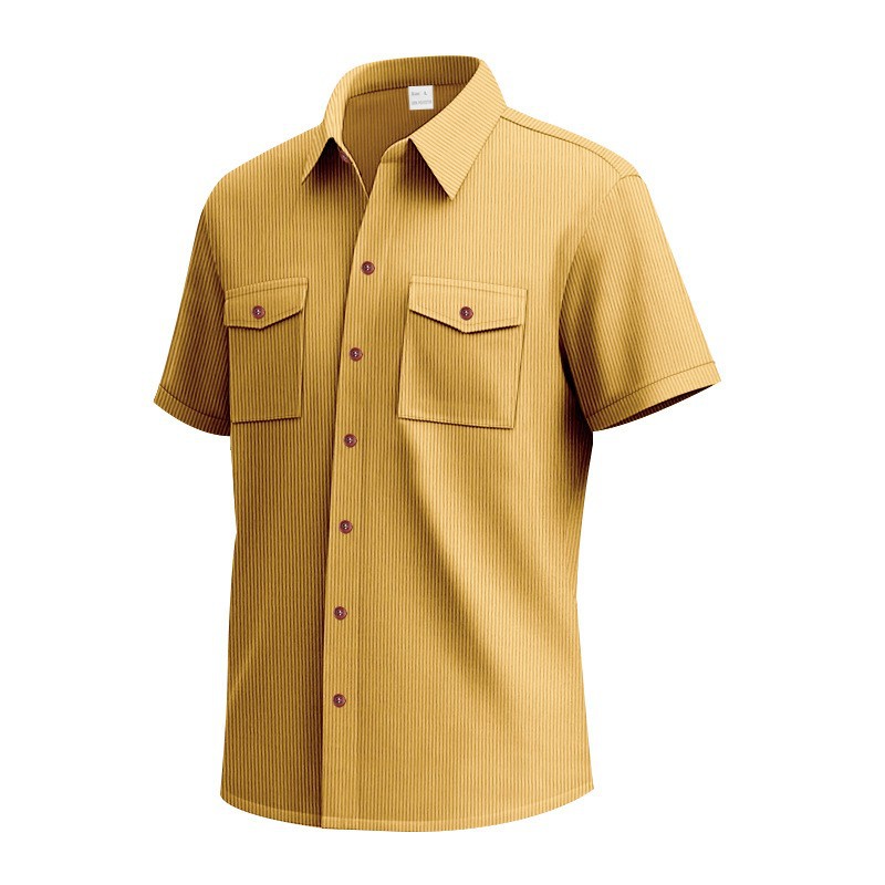 Corduroy Casual Loose-fit Short-sleeve Lapel Shirt With Two Pockets — photo 3