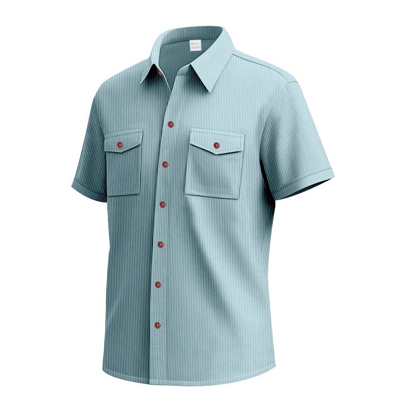 Corduroy Casual Loose-fit Short-sleeve Lapel Shirt With Two Pockets — photo 6